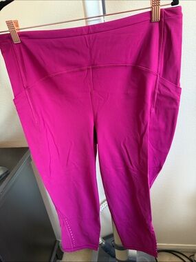 lululemon athletica Bright Magenta Cropped Leggings with Side Pockets, 21 inseam